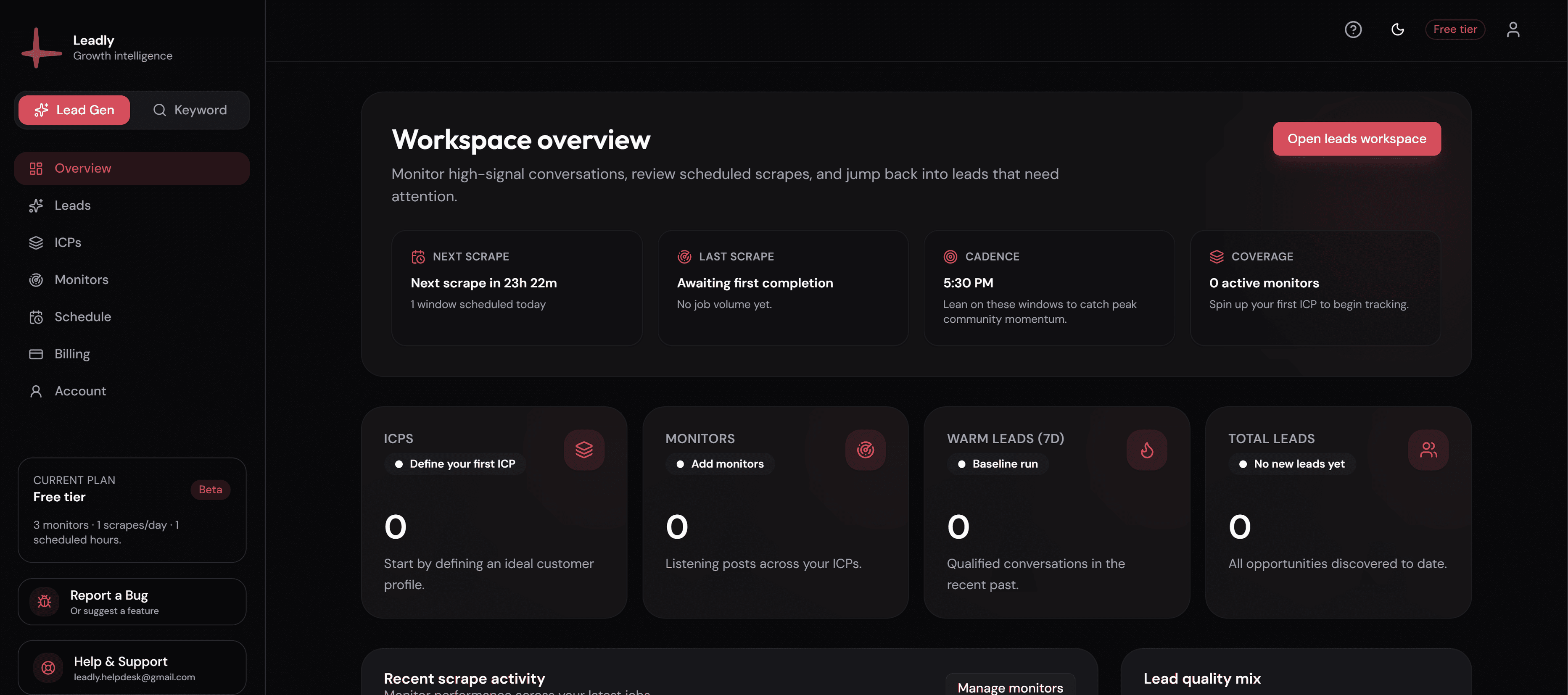 Leadly Dashboard Dark
